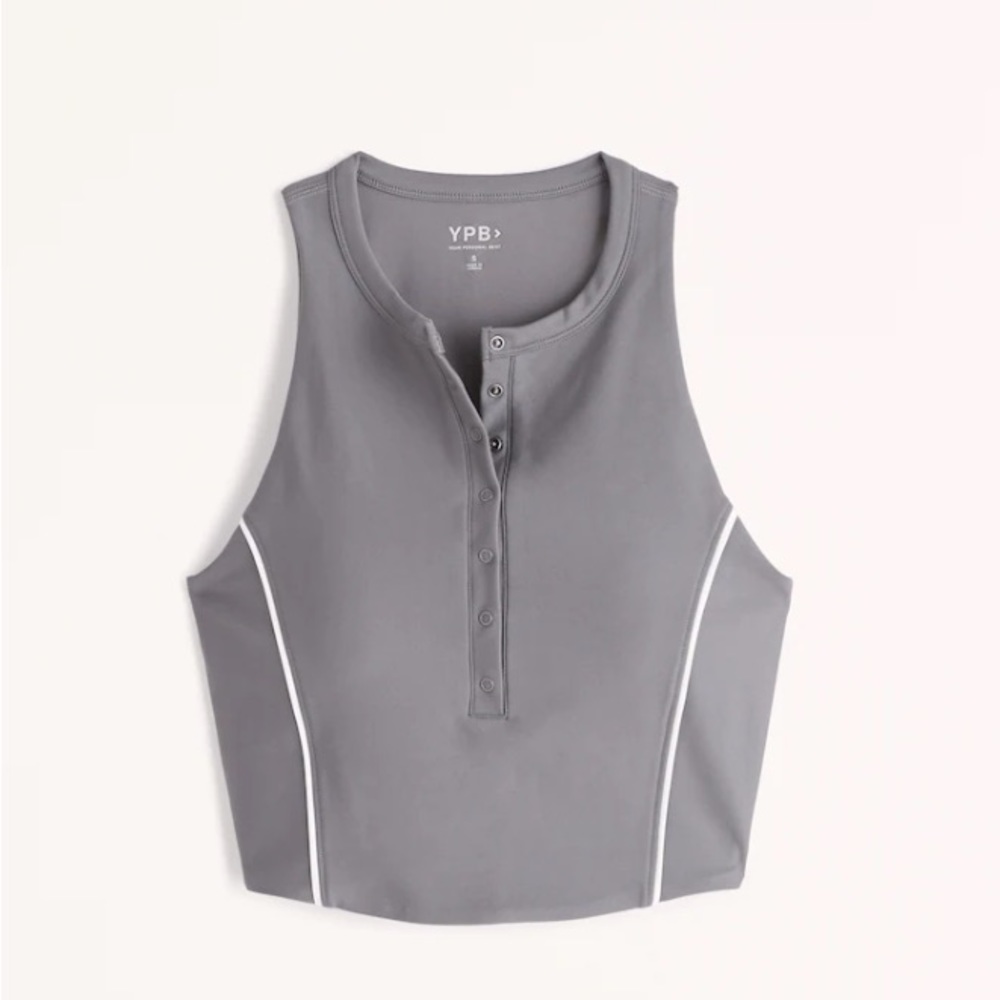Abercrombie YPB Active Top. Grey with white piping.